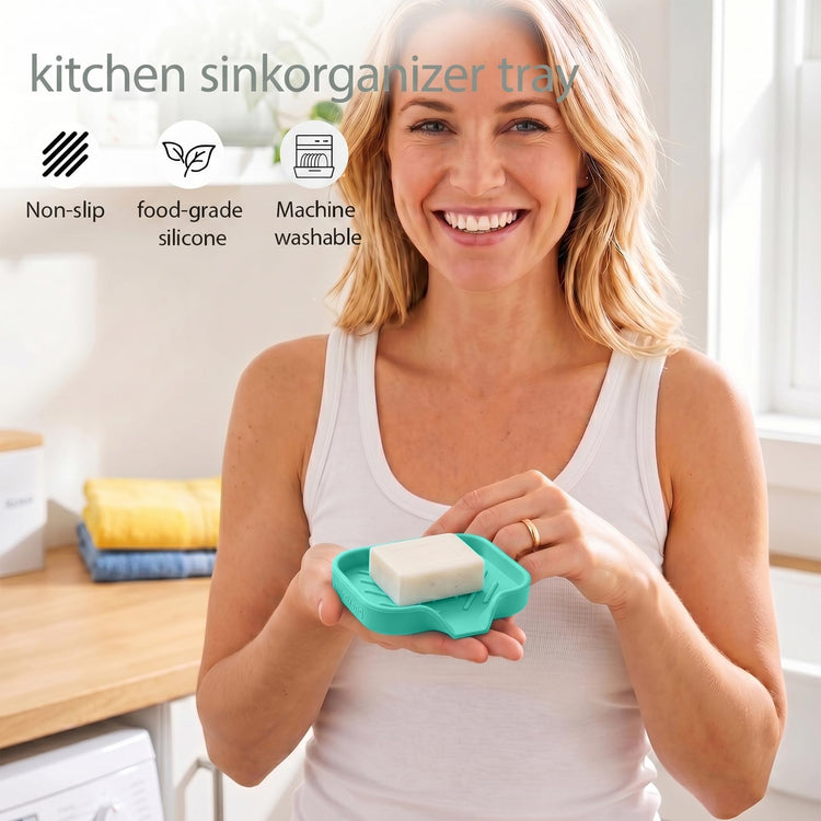 Silicone Soap Dish with Drain Spout