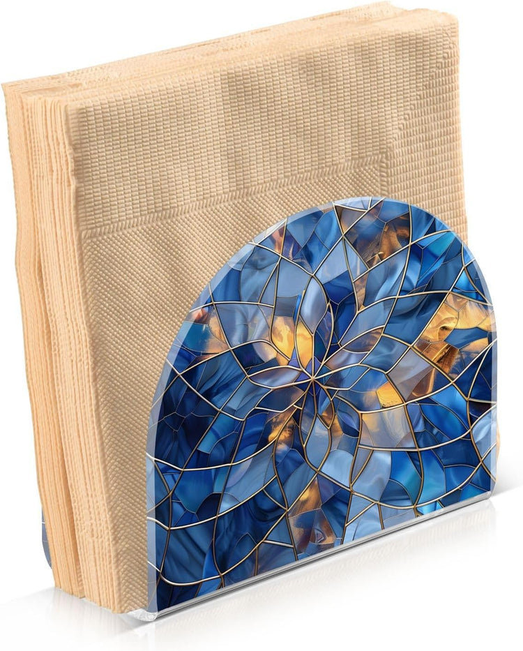 Stained Glass Geometric Pattern Napkin Holder for Table Paper Napkins Holder Acrylic Tissue Dispenser Kitchen Dining Room Bathroom Party Car Decor