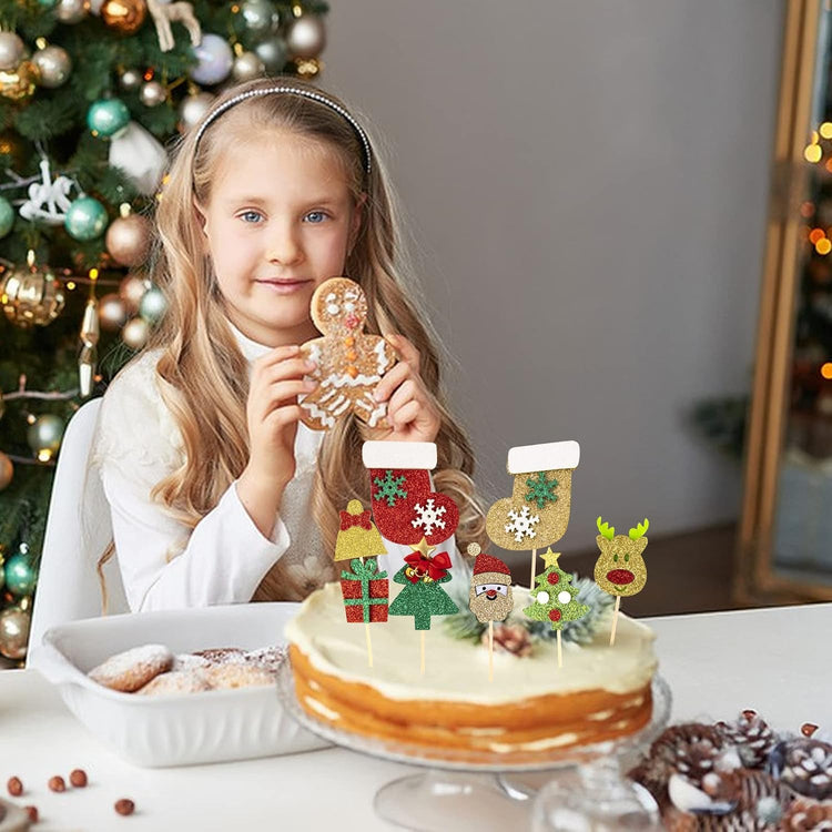 18Pcs Christmas Cake Toppers (8 Count)