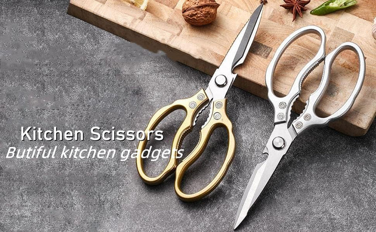 Kitchen Scissors, Heavy Duty Sharp Kitchen Shears Dishwasher Safe, Kitchen Accessories Cooking Shears for Kitchen Meat Chicken Fish Poultry Herb Bread (Silver)
