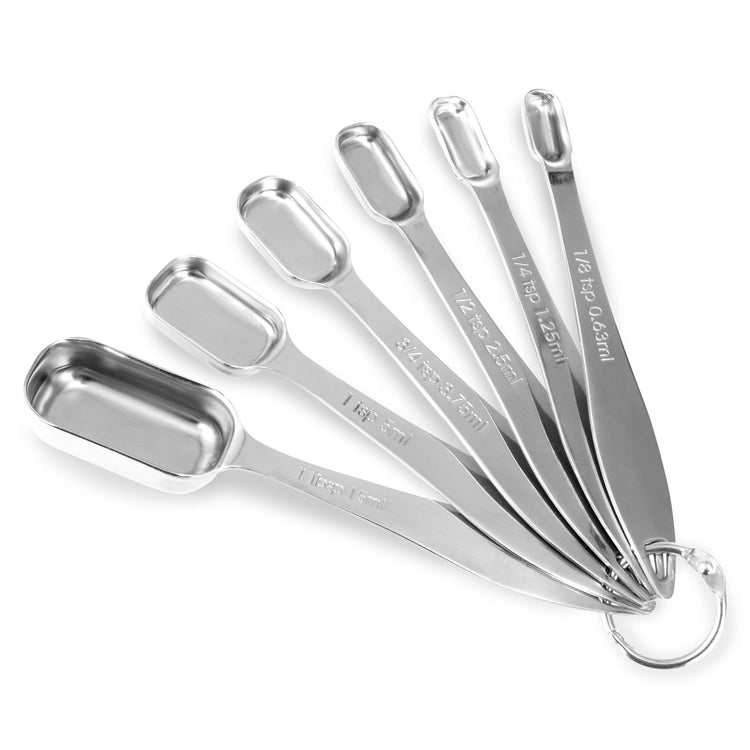 6-Piece 18/8 Stainless Steel Measuring Spoons Set, Silver