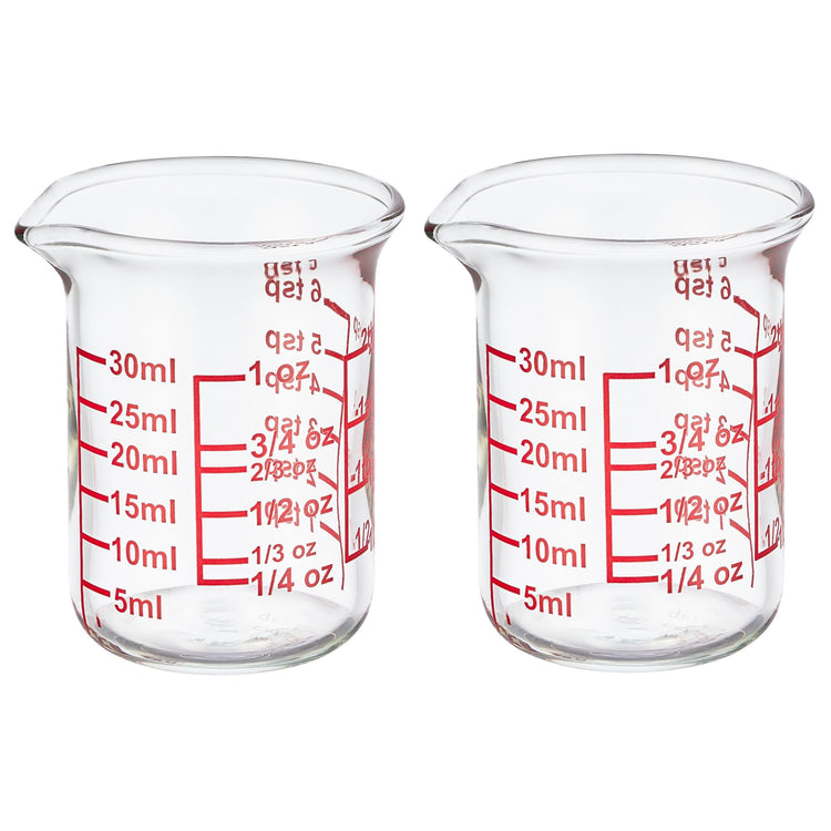 Glass Measuring Cups with V (2 Count (1 fl oz each))