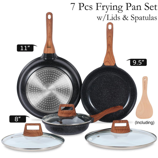 Nonstick Ceramic Frying Pans Skillets Set with Lids