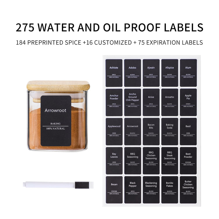 24Pcs 4oz Small Glass Spice Jars with 275 Labels (24 Count)