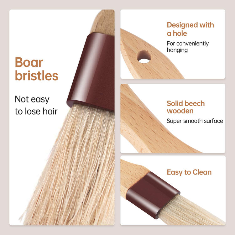Pastry Brushes for Baking Basting Brush with Boar Bristles and Beech Hardwood Handles Culinary Oil Brush for Barbecue Butter Grill BBQ Sauce Baster Marinade Kitchen Food Cooking Brushes 4PCS
