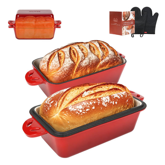 9x5 Enameled Cast Iron Loaf Pan with Lid