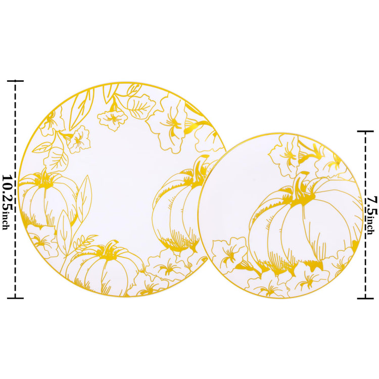 60PCS Thanksgiving Plates & Gold Pumpkin Plates (60 Count)
