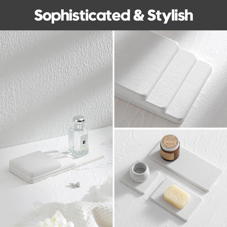 2PCS Beige Bathroom Sink Vanity Trays (2 Count)
