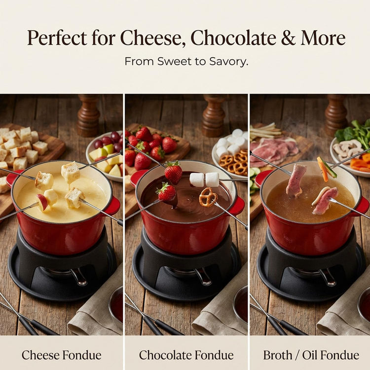 Cast Iron Cheese Fondue Pot for Chocolate Fondue Pot
