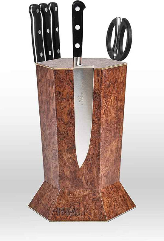 360KnifeBlock™ (Bubinga Pomele Limited Edition 2023) ROTATING magnetic knife block - SeriousEats/ATK/Cooksillustrated BEST Universal Knife Block - handmade in Washington
