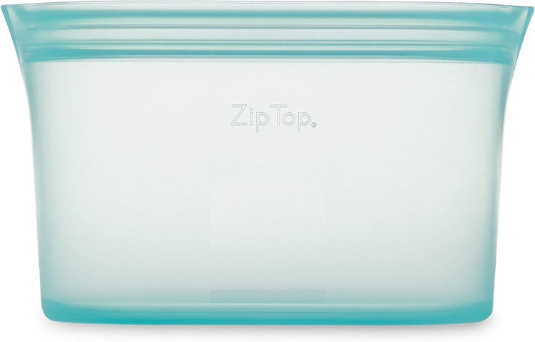 Zip Top Reusable Food Storage Bags | Large Dish [Teal] | Silicone Meal Prep Container | Microwave, Dishwasher and Freezer Safe | Made in the USA