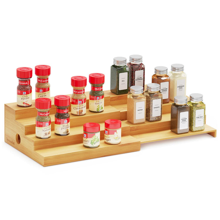 4 Tier Bamboo Spice Rack Organizer for Cabinet