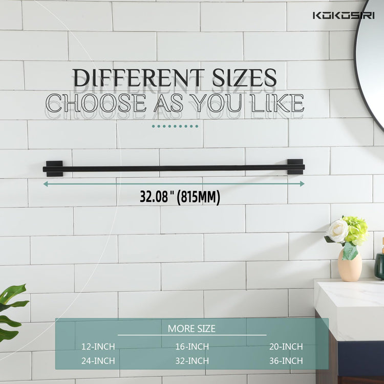 32'' Towel Rails Bathroom Towel Bars Matte Black 32 Inch Bath Towel Holder for Washroom Kitchen Wall Stainless Steel B4005BK