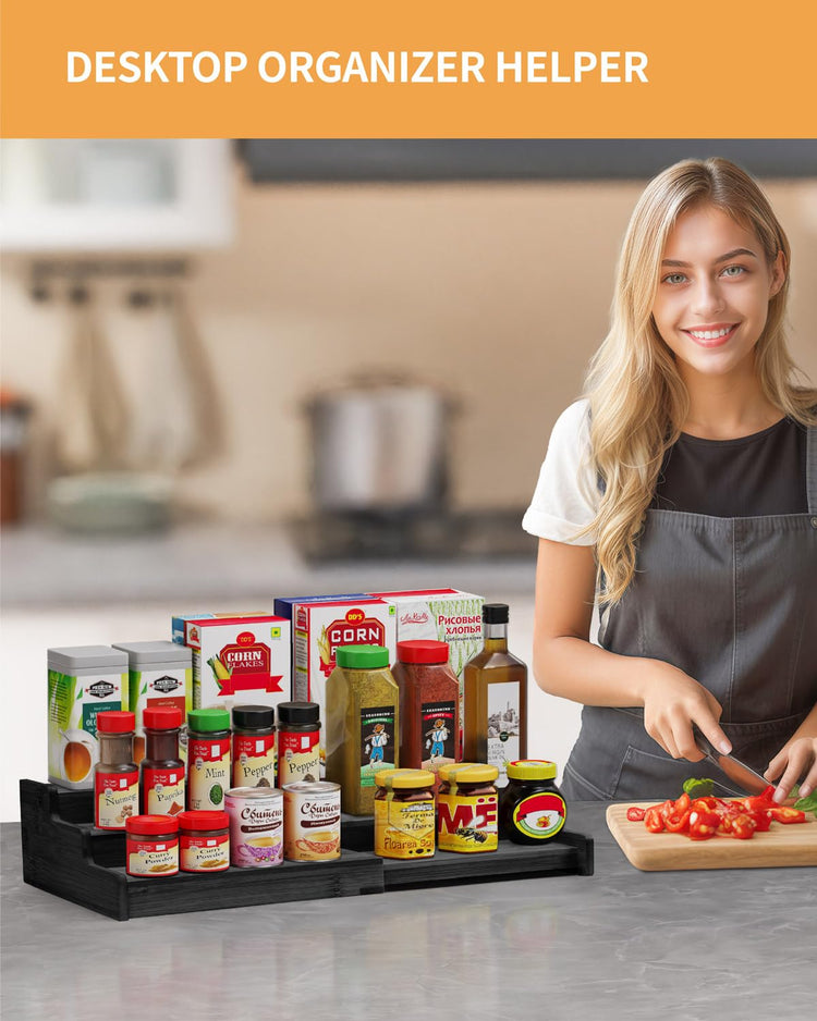 Spice Rack 3 Tier Natural Bamboo