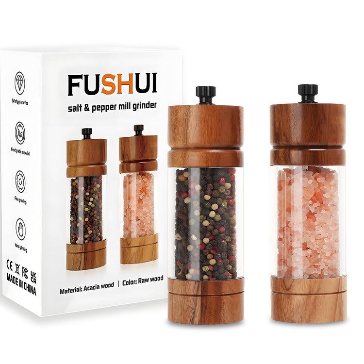 2 Pack 5.5 Inch Wood Salt and Pepper Grinder Set