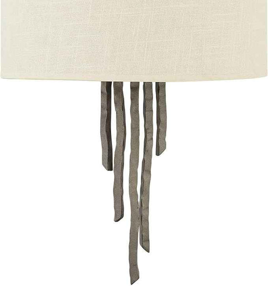 Fredrick Raymond Spyre Large Two Light Sconce - Artisanal, Natural Linen Shade, Hand Hammered - Metallic Matte Bronze Finish