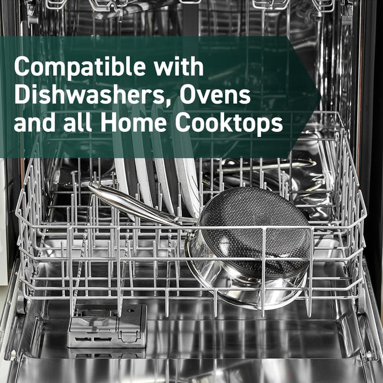 HexClad Hybrid Nonstick 2-Quart Saucepan with Tempered Glass Lid, Stay-Cool Handle, Dishwasher-Friendly, Oven-Safe Up to 900°F, Induction Ready, Compatible with All Cooktops