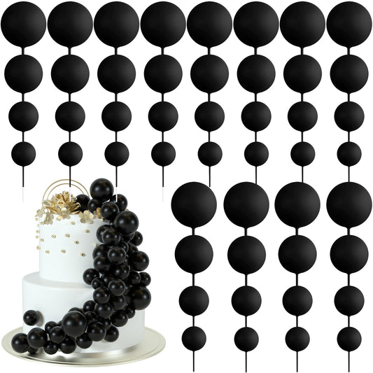 48 Pcs Balls Cake Topper Decorations Balloon Cupcake Toppers Foam Cake Topper Balls Cake Balls Decorations for Birthday Party Wedding Anniversary Cake Decorating (48 Count)