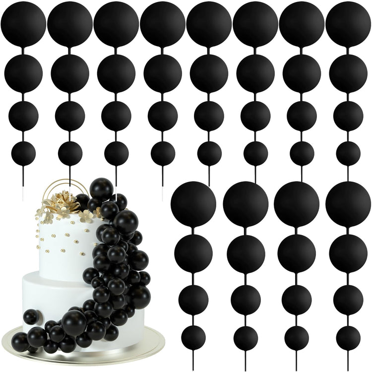 48 Pcs Balls Cake Topper Decorations Balloon Cupcake Toppers Foam Cake Topper Balls Cake Balls Decorations for Birthday Party Wedding Anniversary Cake Decorating (48 Count)