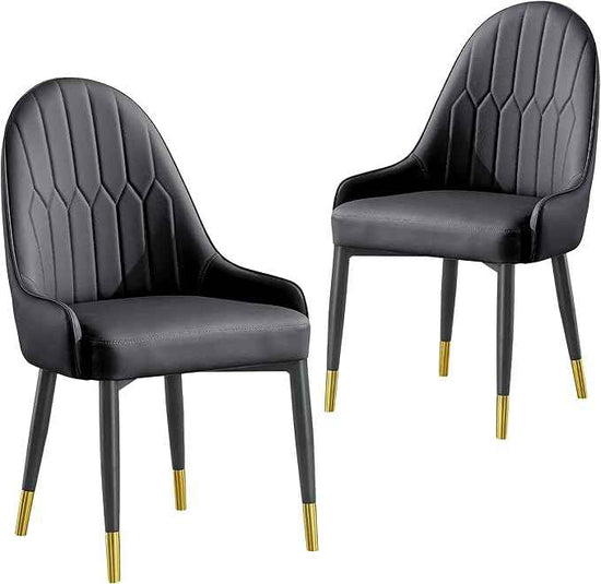 AF ARTISAN FURNITURE Grey Dining Chairs Set of 2 with High Backs Mid Century Modern Kitchen Dining Room Chairs PU Faux Leather Upholstered Large Padded Accent Chair with Legs