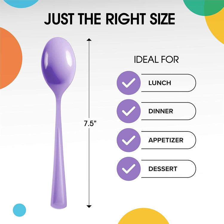 Lavender Plastic Spoons 200 Pcs Lavender Spoons Disposable Utensils Heavy Duty Plastic Cutlery Set Disposable Cutlery Sets Flatware Sets Silverware Set Party Supplies & Party Tableware Party Solids