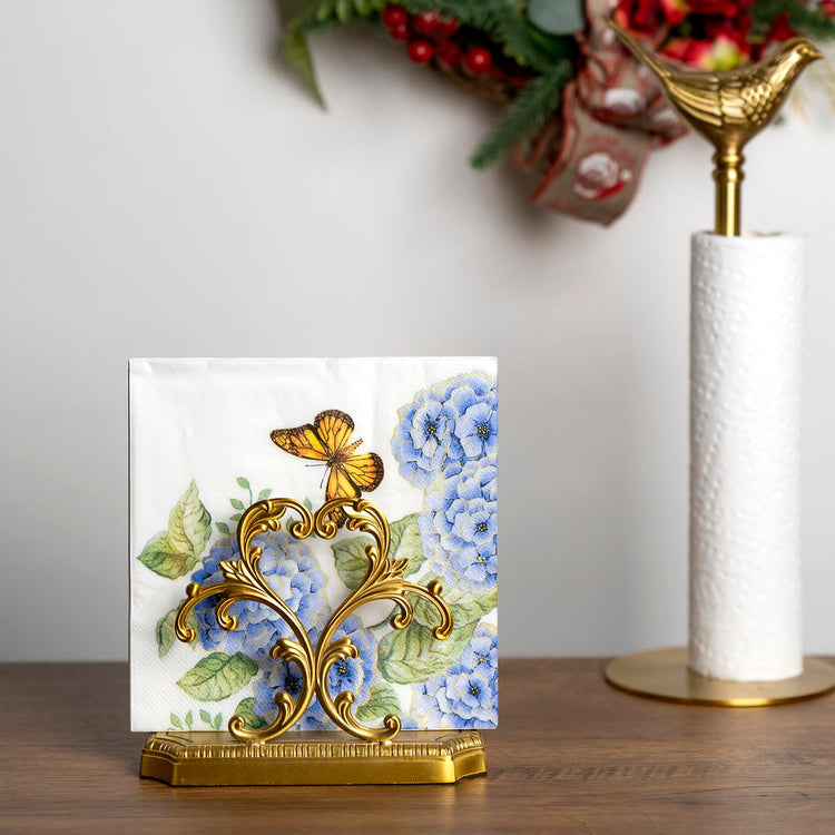 1 Gold Napkin Holder and 50 PCS Hydrangea Paper Napkins