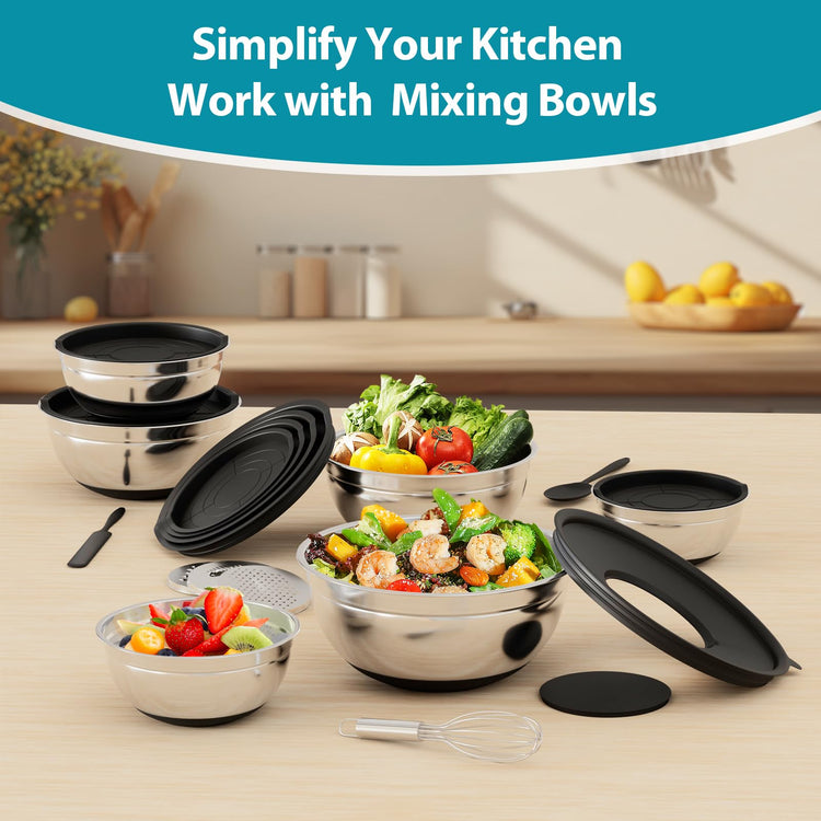 20 Piece Mixing Bowls Set with Airtight Lids (4.36 Count)