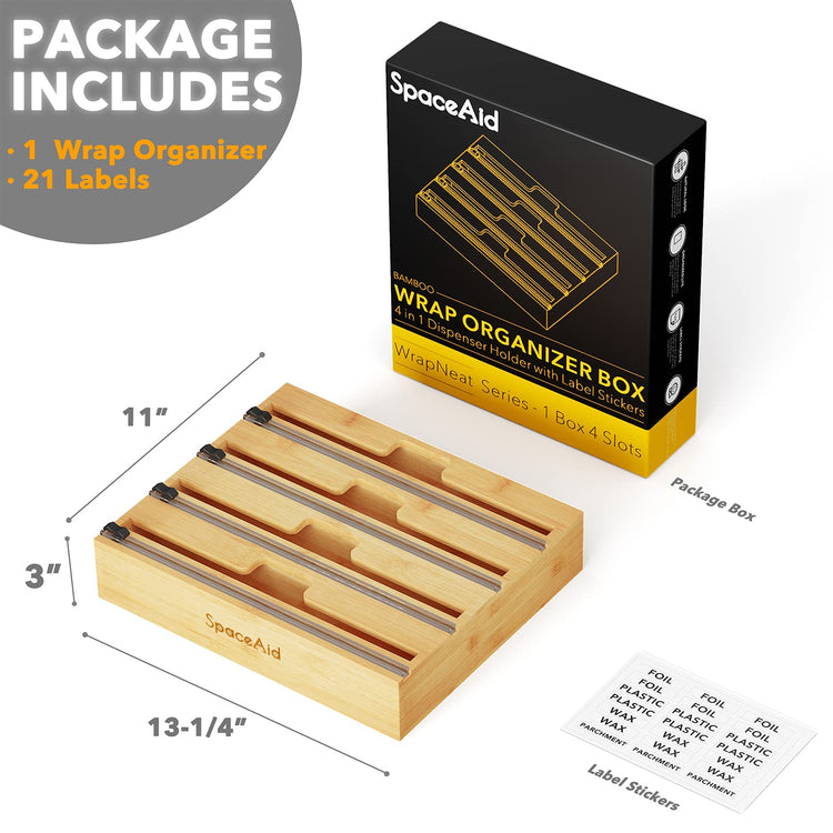 WrapNeat 4 in 1 Wrap Dispenser with Cutter and Labels