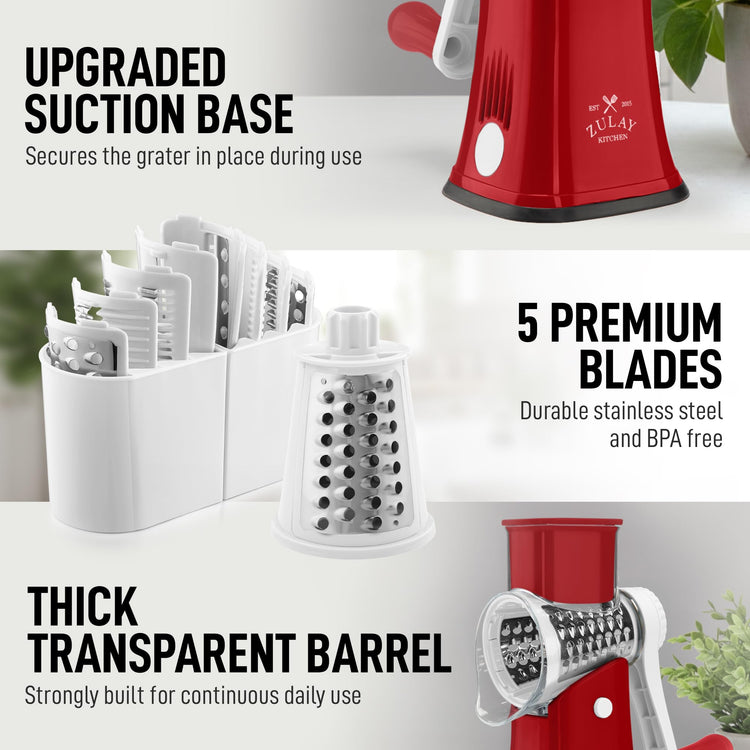 Rotary Cheese Grater 5 Blade Cheese Shredder