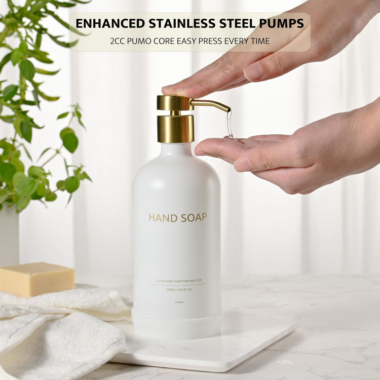 Glass Kitchen Soap Dispenser Set with Ceramic Tray