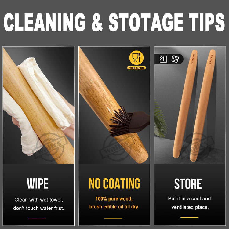 French Rolling Pin and Silicone Baking Mat Set