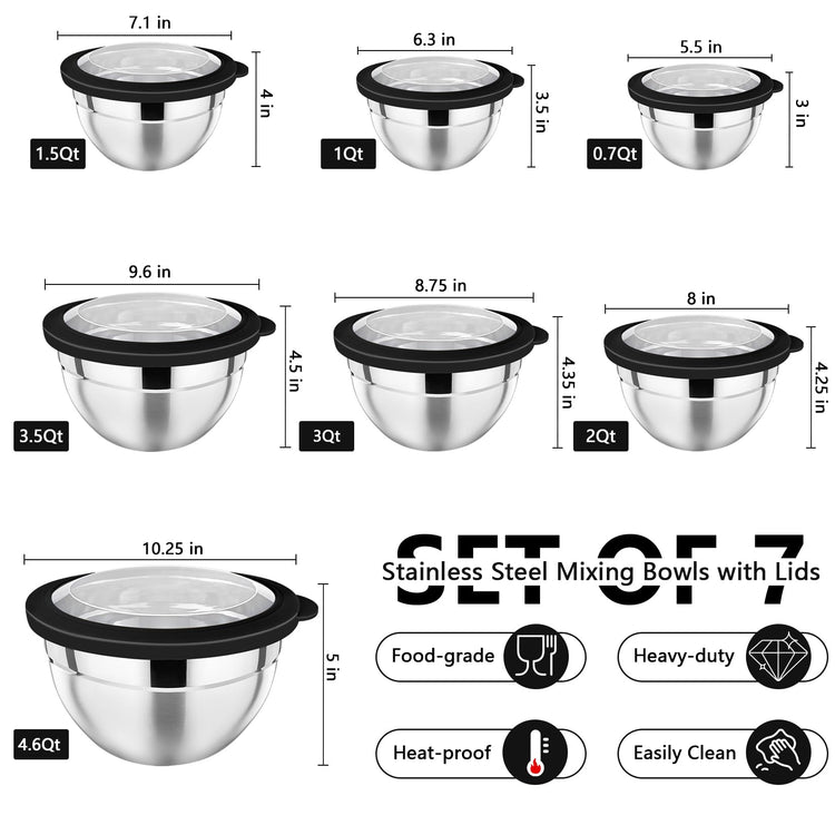 Mixing Bowl with Lid Set of 7