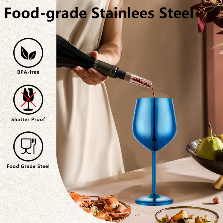 Unbreakable Stainless Steel Wine Glasses Set of 4 (4 Count)