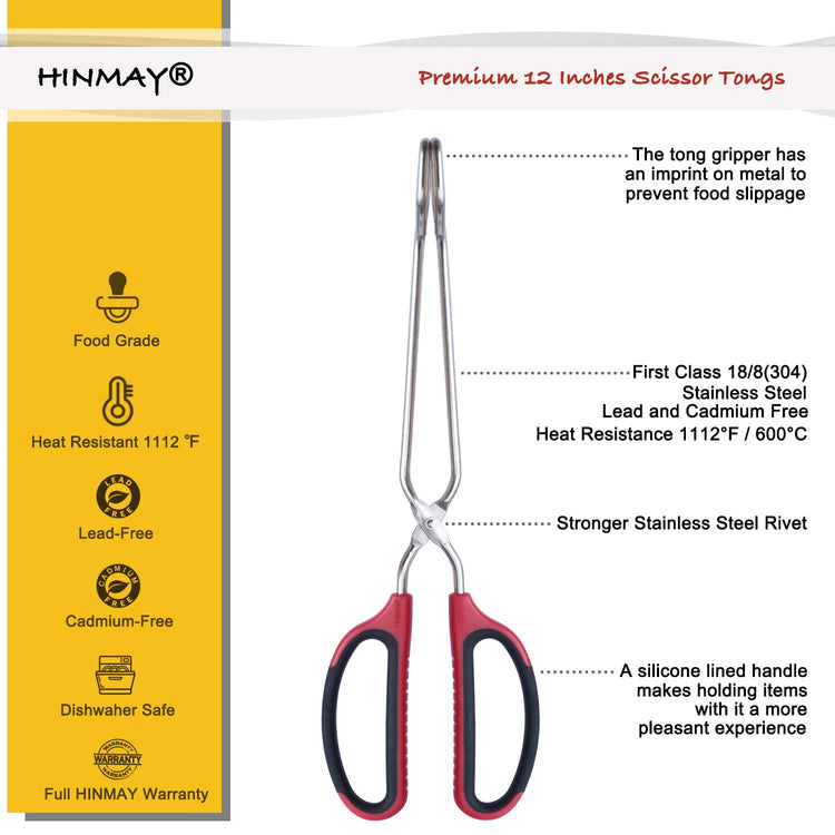 Stainless Steel Scissor Tongs with Comfort