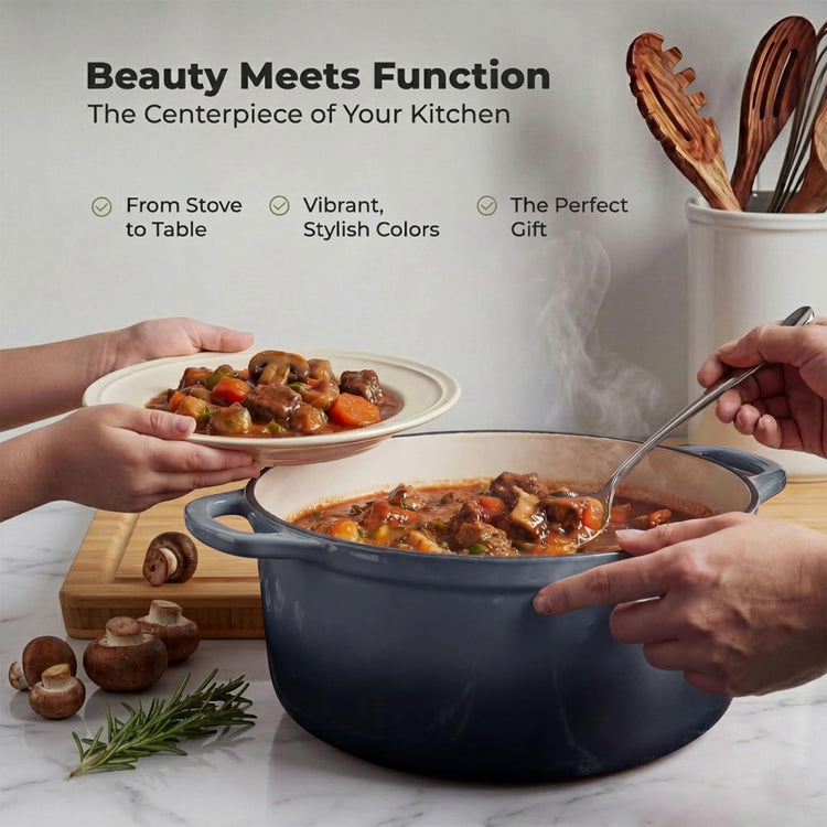5 Quart Enameled Cast Iron Dutch Oven Pot with Lid