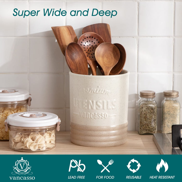 Sabine Ceramic Utensil Holder for Kitchen Counter