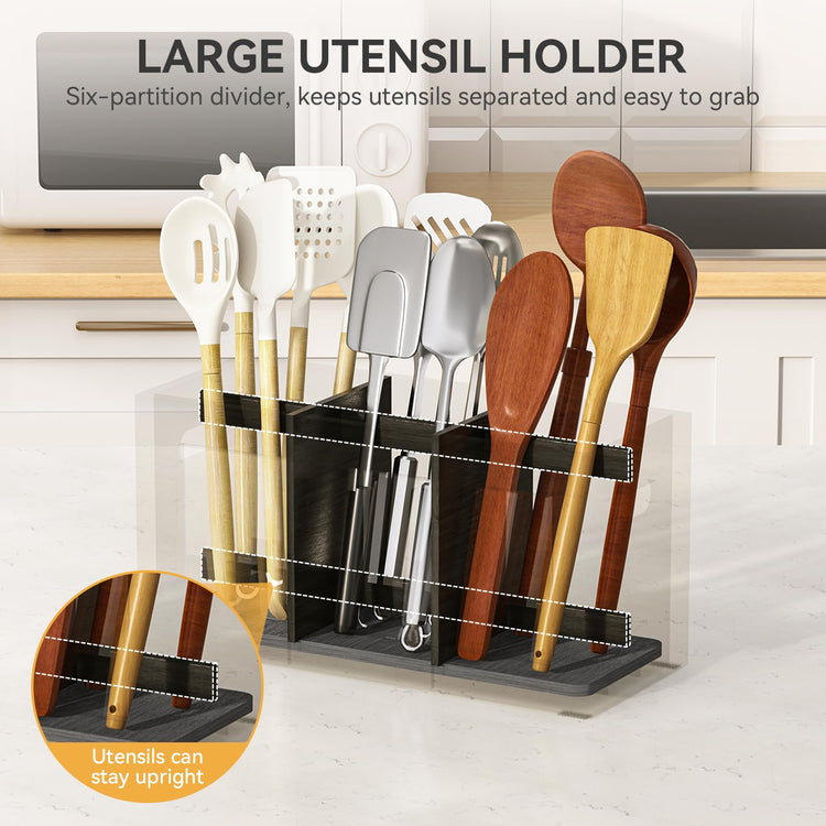Bamboo Utensil Holder & Silverware Organizer