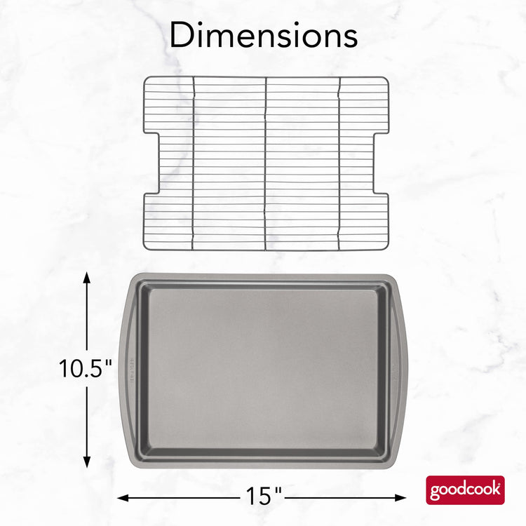 15” x 10.5” Nonstick Carbon Steel Baking Pan & Raised Wire Rack