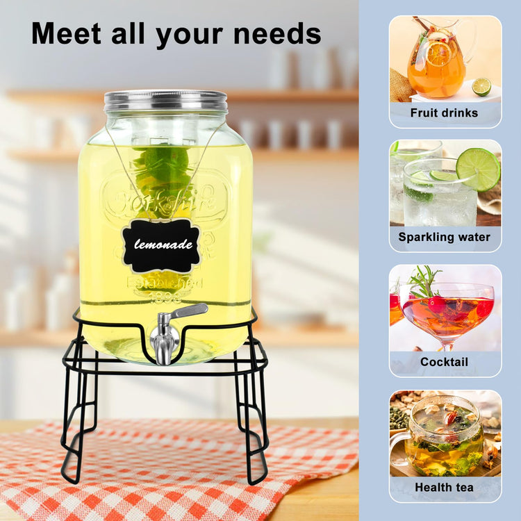 2 Gallon Glass Drink Dispensers For Parties