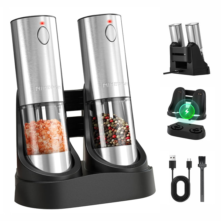 Electric Salt and Pepper Grinder Set with LED Light