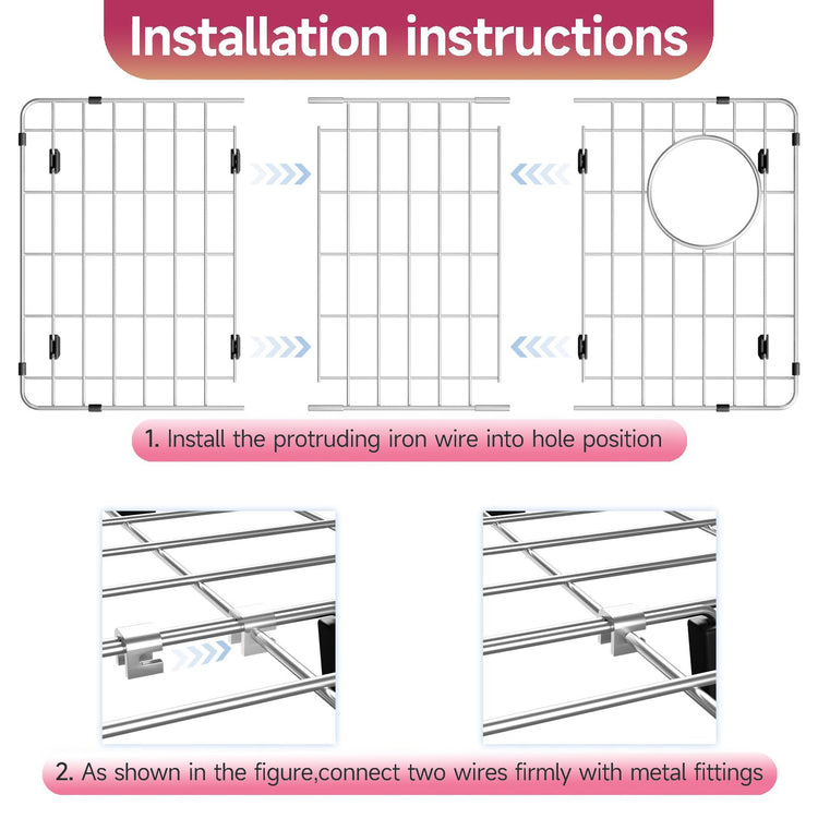 28-1/4" x 14-1/4" x 1-1/4" Stainless Steel Sink Rack for Bottom of Sink