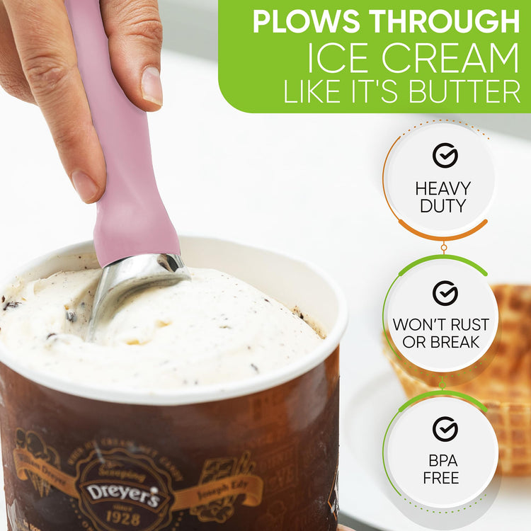 Heavy Duty Ice Cream Scoop with Soft Grip Handle