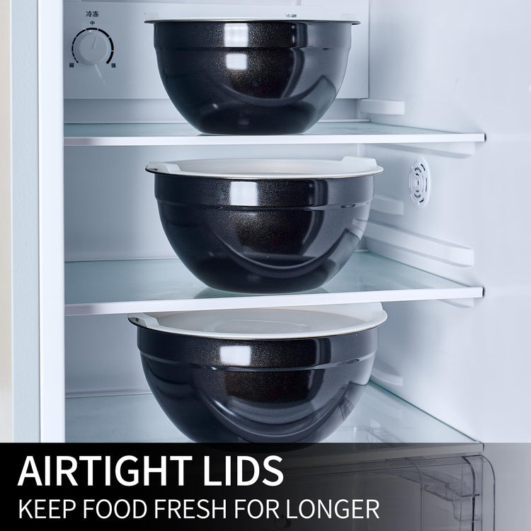 Black Mixing Bowls with Lids Set of 7