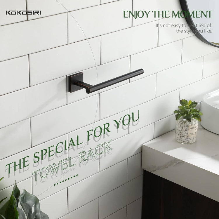 KOKOSIRI Bathroom Towel Bar Hand Towel Holders Wall Mount Screw in Toilet Washroom Rails Stainless Steel Bath Accessories Oil Rubbed Bronze 2 Pack, B3008ORB-P2