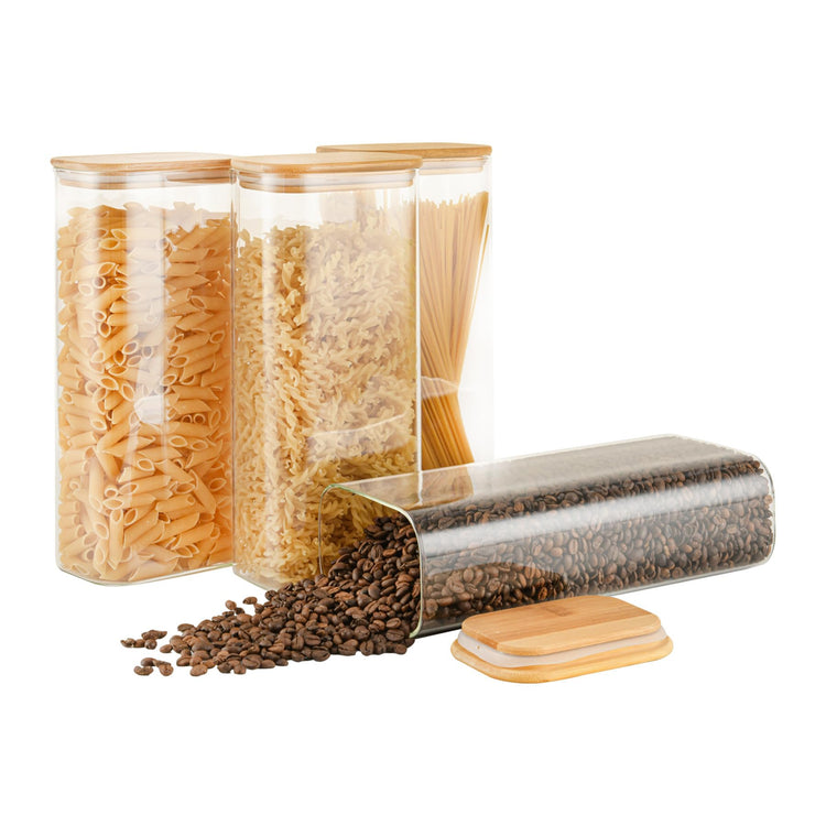 71oz Rectangle Airtight Glass Storage Containers with Bamboo Lids (4 Count)