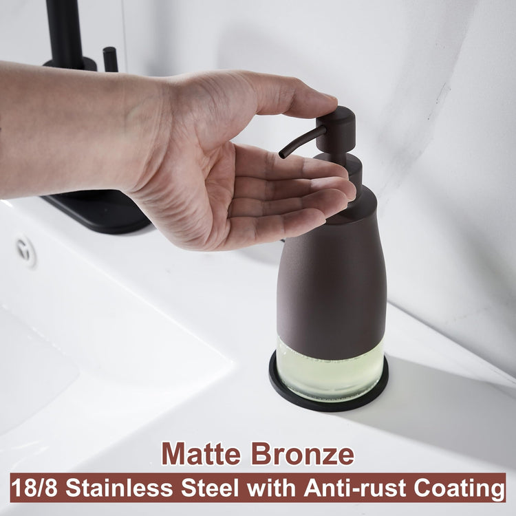 Matte Brown Soap Dispenser with Coaster & Stickers