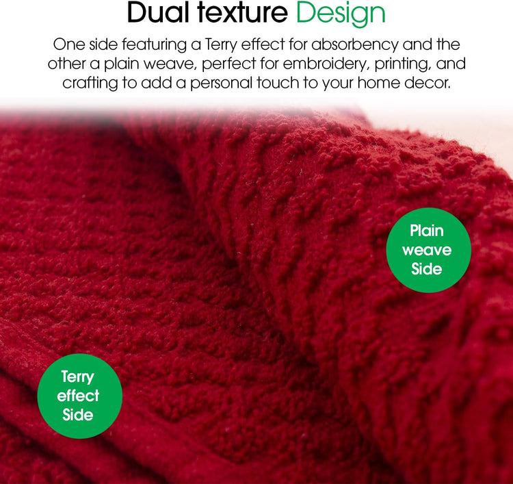 DG Collections Terry Dish Towels, 100% Cotton Kitchen Towels, Set of 8 (15x25 inch) Hand Towels - 400 GSM, Absorbent Terry Cloth Dish Towels for Kitchen, Soft Tea Towels - Red Color - Nestoria