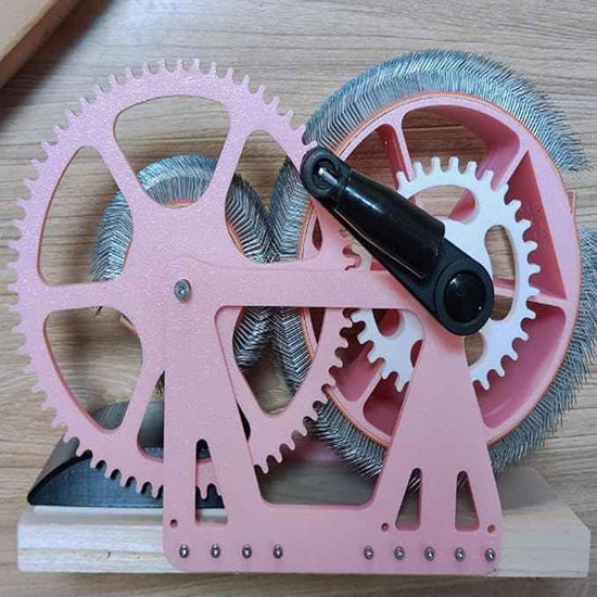 Artisan Fiber Blending Tool,Manual Wool Carder with Stainless Steel Pins,Perfect for Hand Spinning Yarn,Wool Felting & Color Mixing Projects Pink