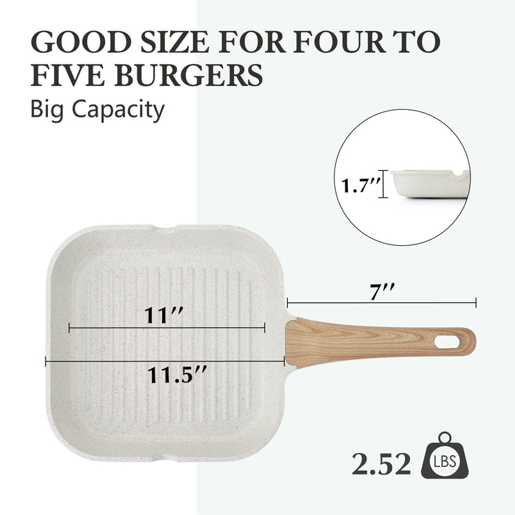 Nonstick Ceramic Grill Pan for Stove Tops