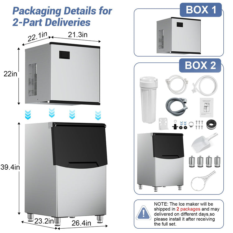600 lbs High Output Commercial Ice Machine Freestanding Self